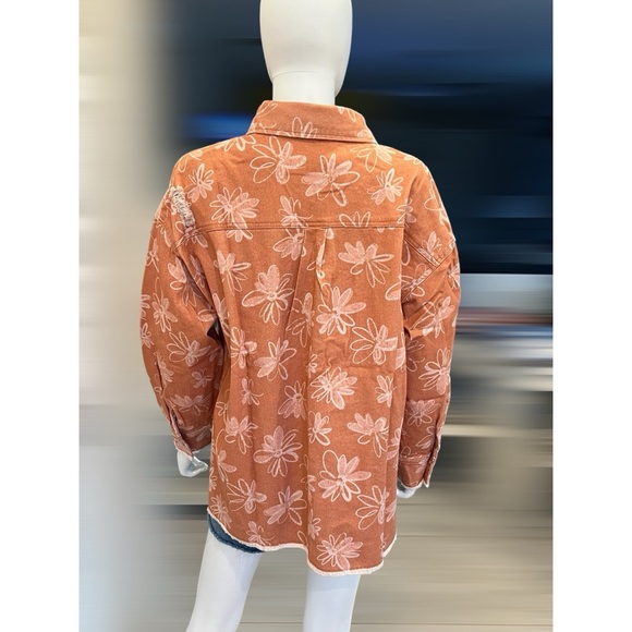 PEACH LOVE CALIFORNIA rusty floral Shacket S M L - Picture 8 of 10